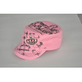 Pink/Black Cadet Military Hat W/Rhinestone and Print/Embroidery Logo